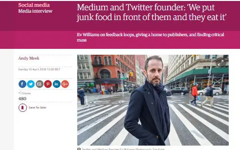 Twitter- og Medium-stifter: Vi sætter junkfood foran dem - og de spiser det.